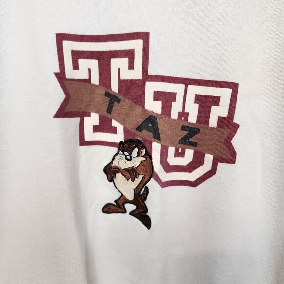 Vintage Looney Tunes Taz University Crewneck Pullover Sweatshirt Medium - Picture 2 of 12